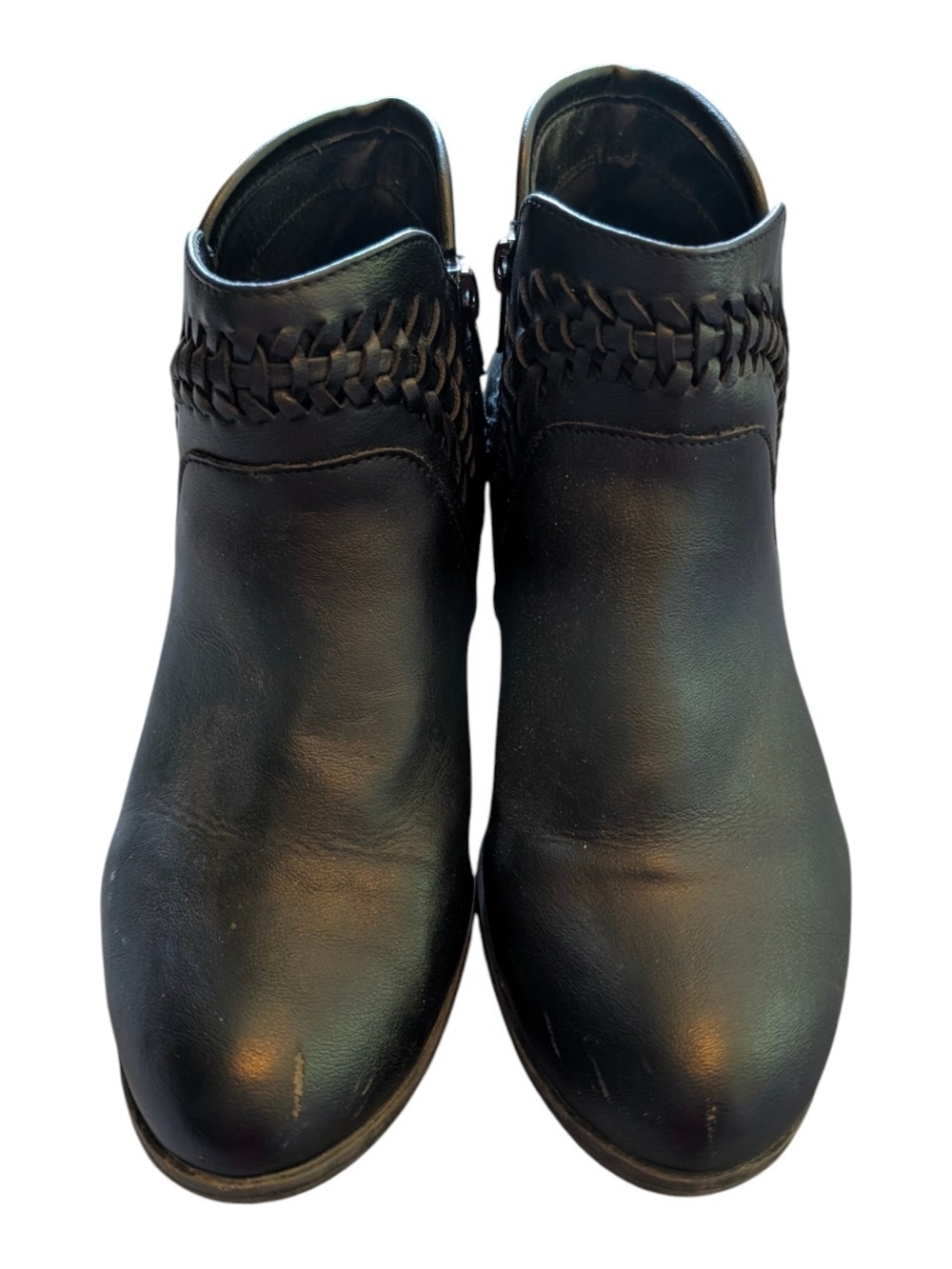 Women's Black Braided Leather Ankle Booties